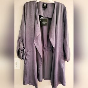 Bobeau Silver Metallic Shimmer 3/4 Sleeve Jacket Top Size M